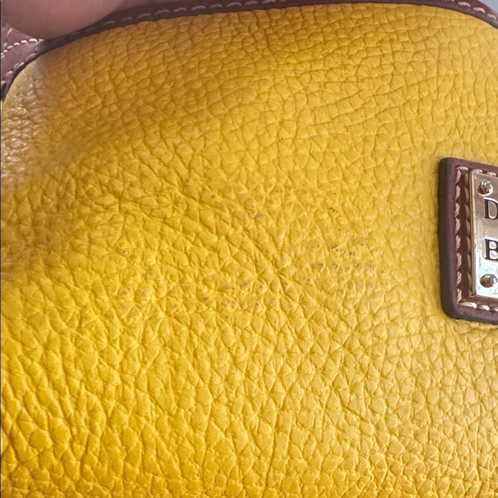 Dooney & Bourke Pebble Grain Dandelion and Brown Leather Crossbody Bag - Picture 13 of 13